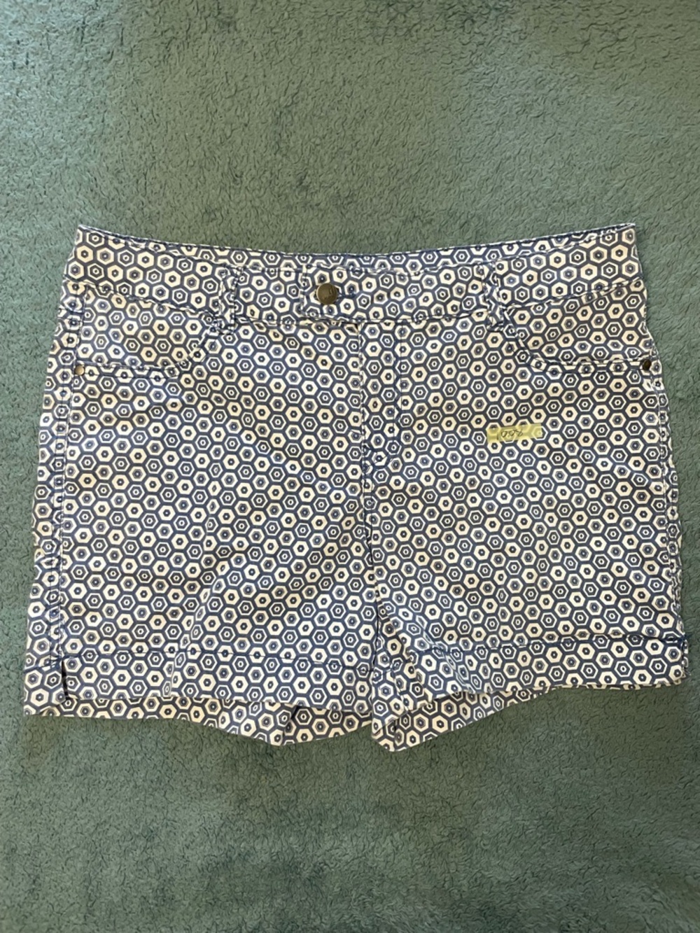 D. Jeans Navy and White Geometric Print Women's Shorts